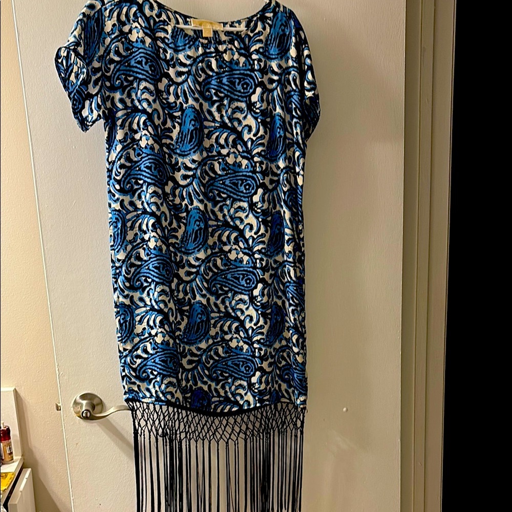 MICHAEL Michael Kors Blue and Black Patterned Dress